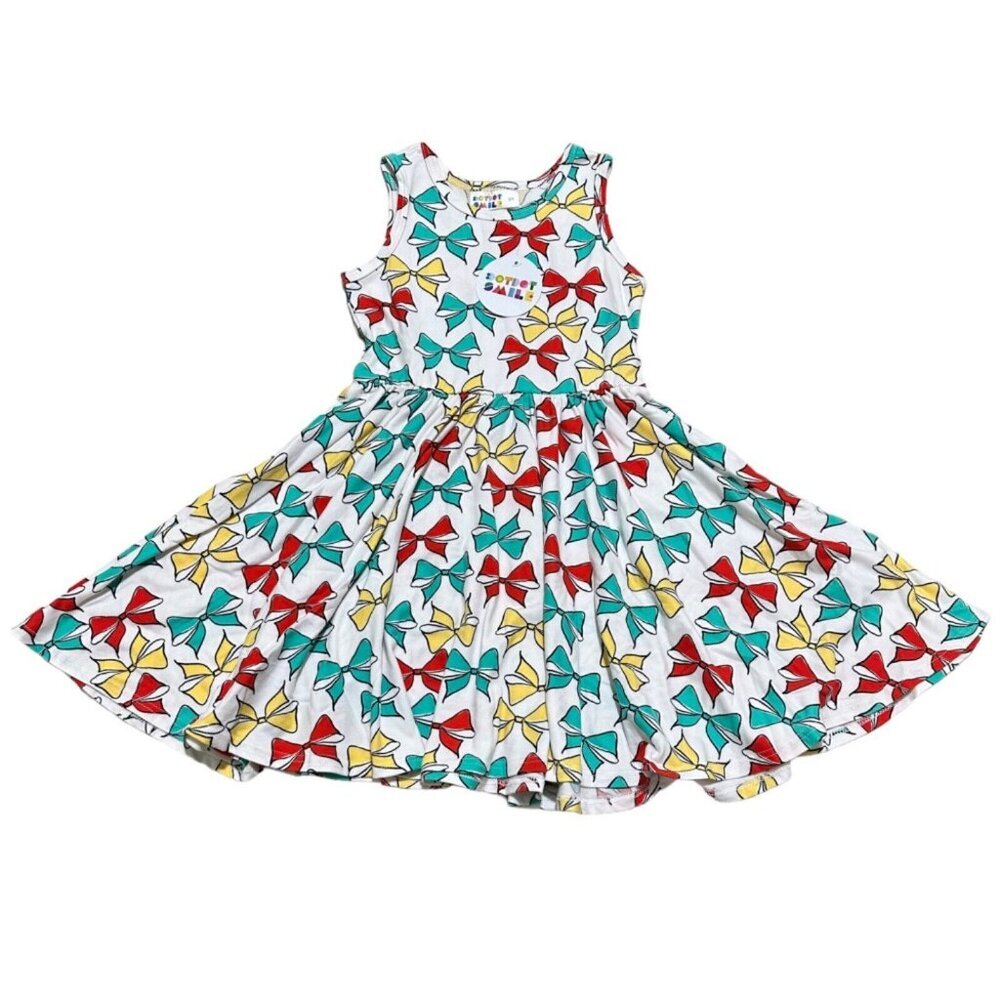 Dot Dot Smile Toddler Girls Size 3/4‎ Bows Print Sleeveless Tank Twirl Dress NWT